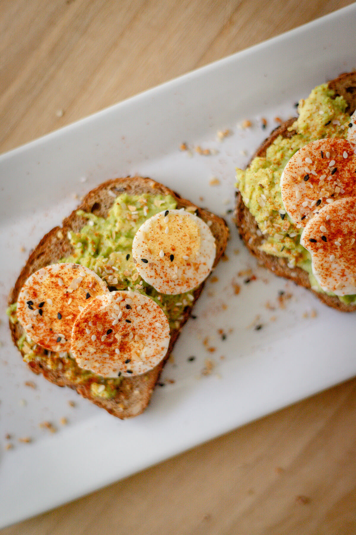 avocado toast with hard boiled paprika eggs