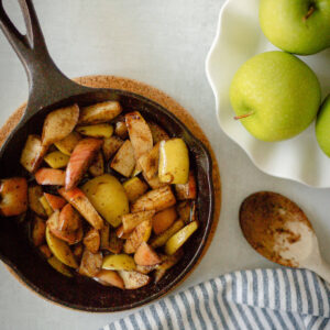 stewed green and red apples with apple pie spice